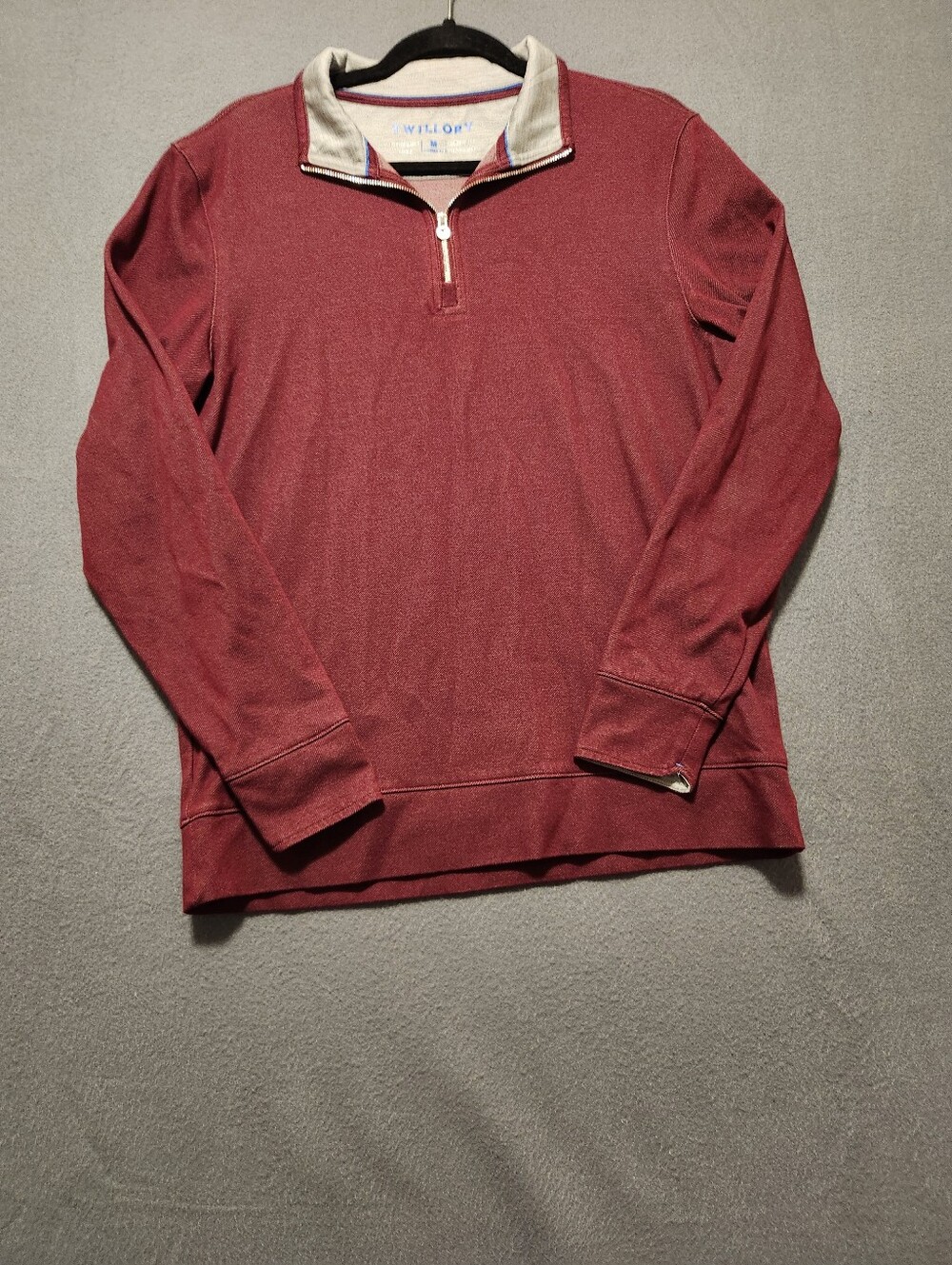 Twillory Sweater Men Size Medium Red Quarter Zip Performance Tailored Fit